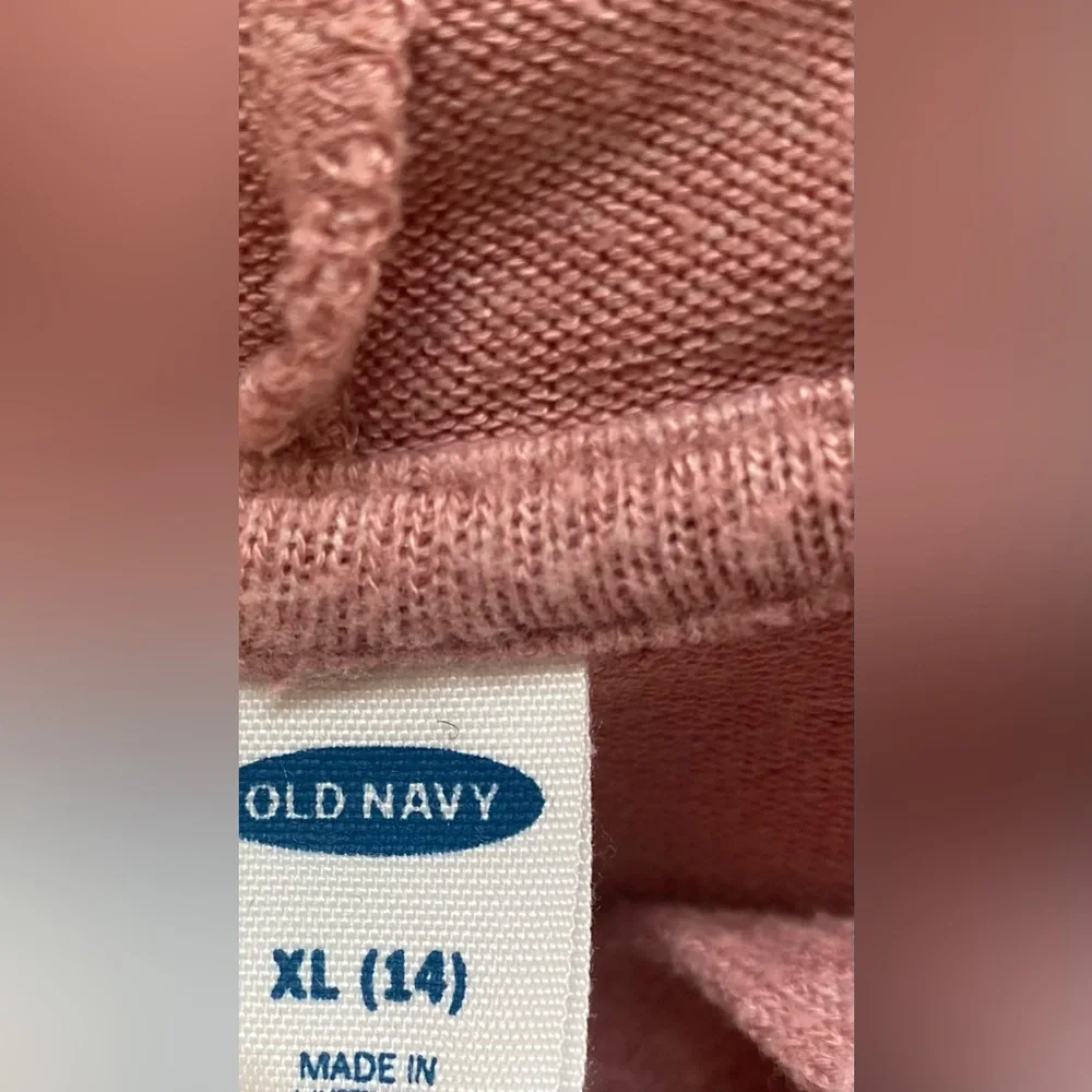 Old Navy, Girls, Pink and White, Lightweight Hoodie, Size XL (14)